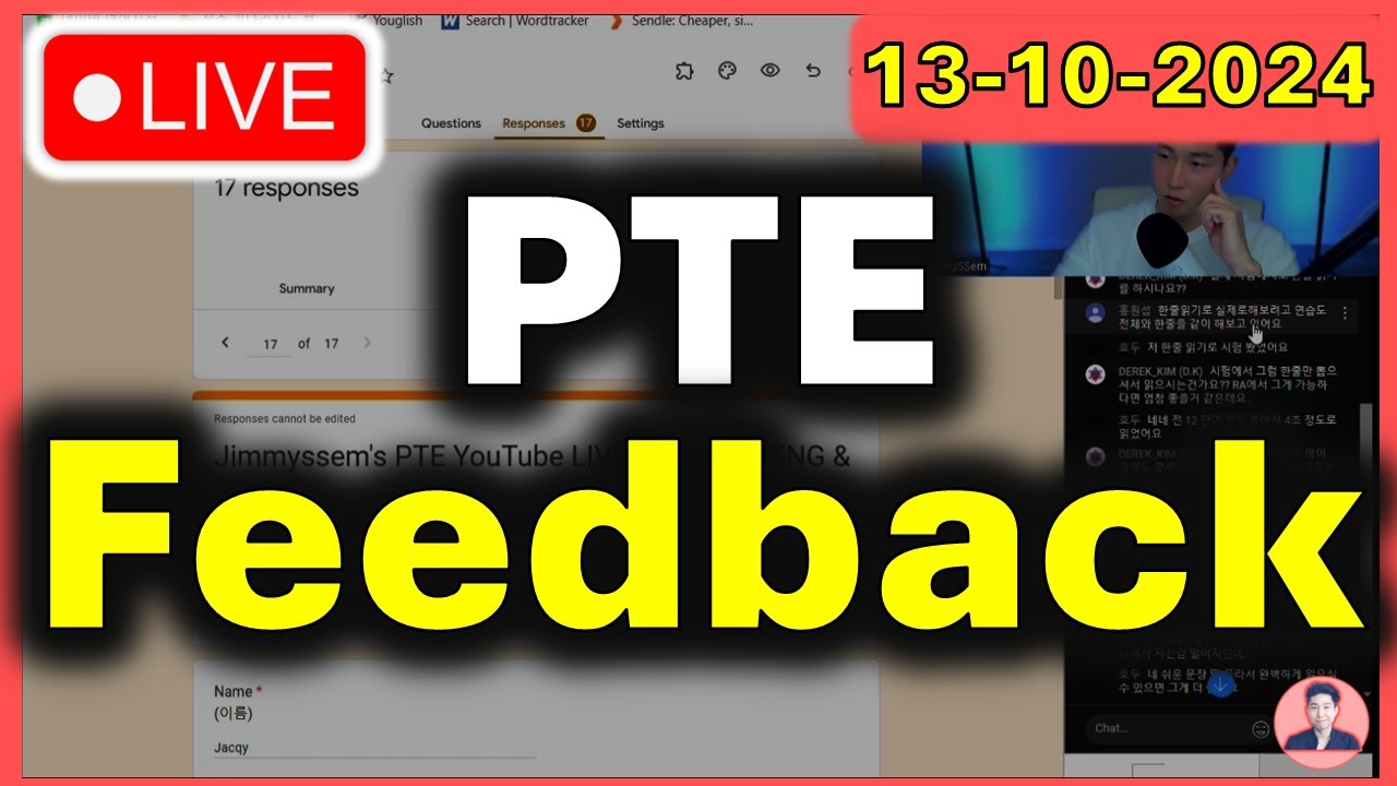 PTE Jimmyssem LIVE (Free Feedback 13-10-2024) / SUN 9pm / ENG + 한국말 [Edited Version]