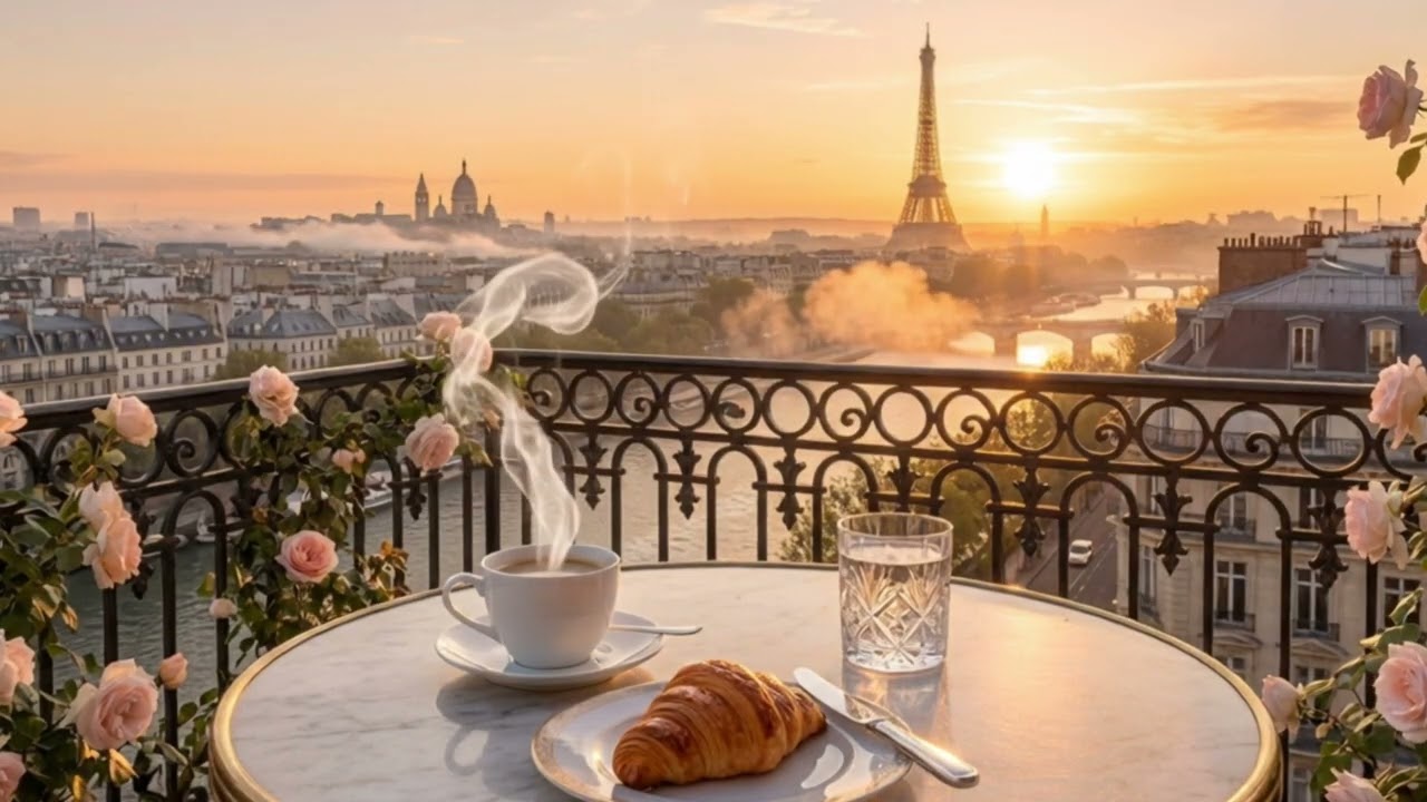 Coffee in Paris Musical Ambience | Terrace over Eiffel Tower in France | 60 minutes #soothingmusic