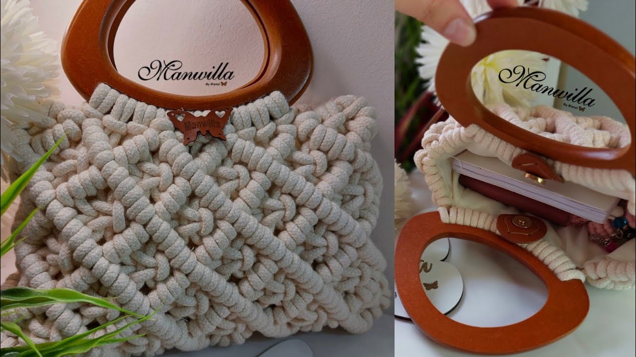 شنطه مكرميه / macrame bag / غرزه المزدوجه المائله/ غرزه المربعه / كوردون قطن manal_elmawardy