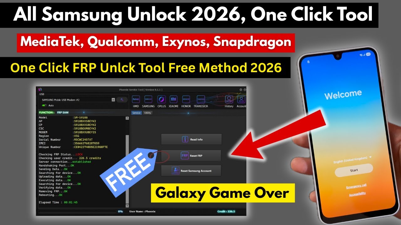 Samsung FRP Bypass Free Android 16/15/14 | Google Account Remove FRP Unlock Tool