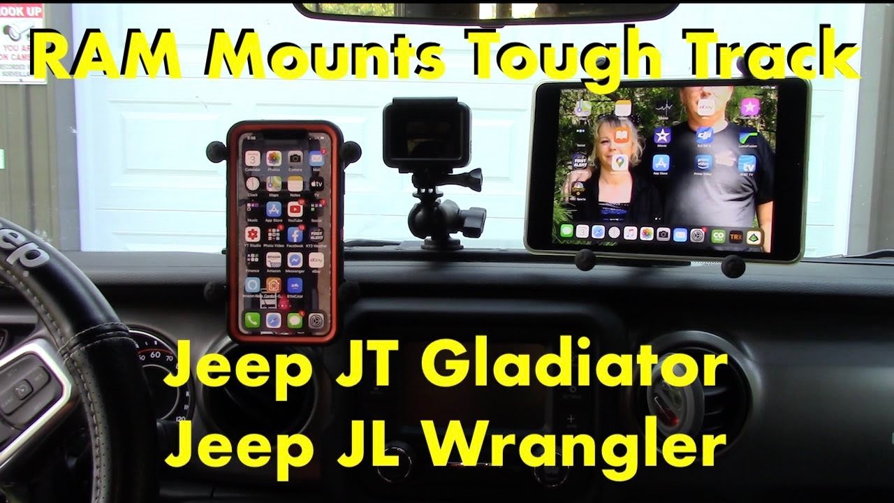 Jeep JT Gladiator : JL Wrangler RAM Mounts Tough Track iPhone IPad GoPro Install : Review
