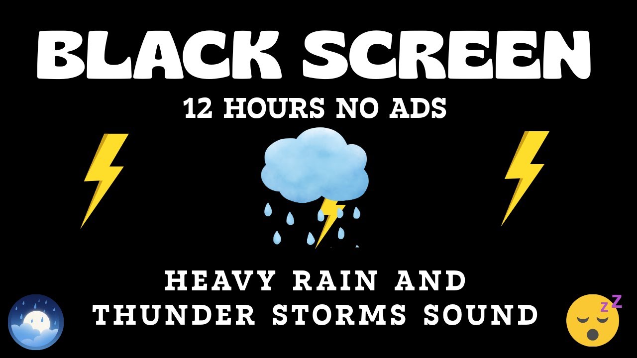 ⛈️ Black Screen Sleep Live: Heavy Rain & Thunderstorm Sounds (12 Hours No Ads)