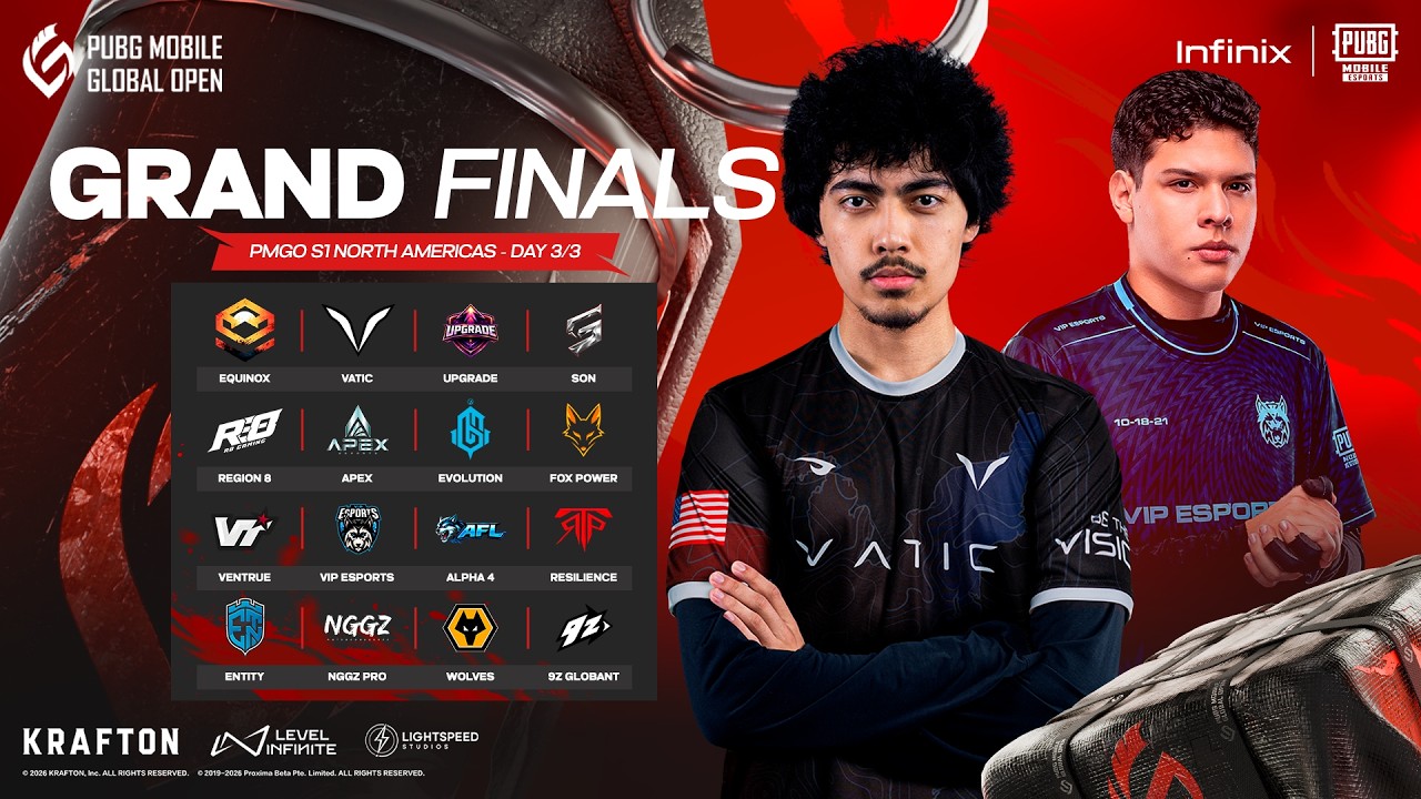 Welcome to last day of the PUBG MOBILE GLOBAL OPEN 2026 S1 NORTH AMERICAS Grand Finals!