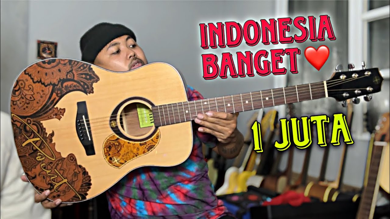 Gitar Akustik Murah Motif Batik! Buatan Lokal Semarang! Cuma Rp 1 JUTA! Review Music Point JP-105