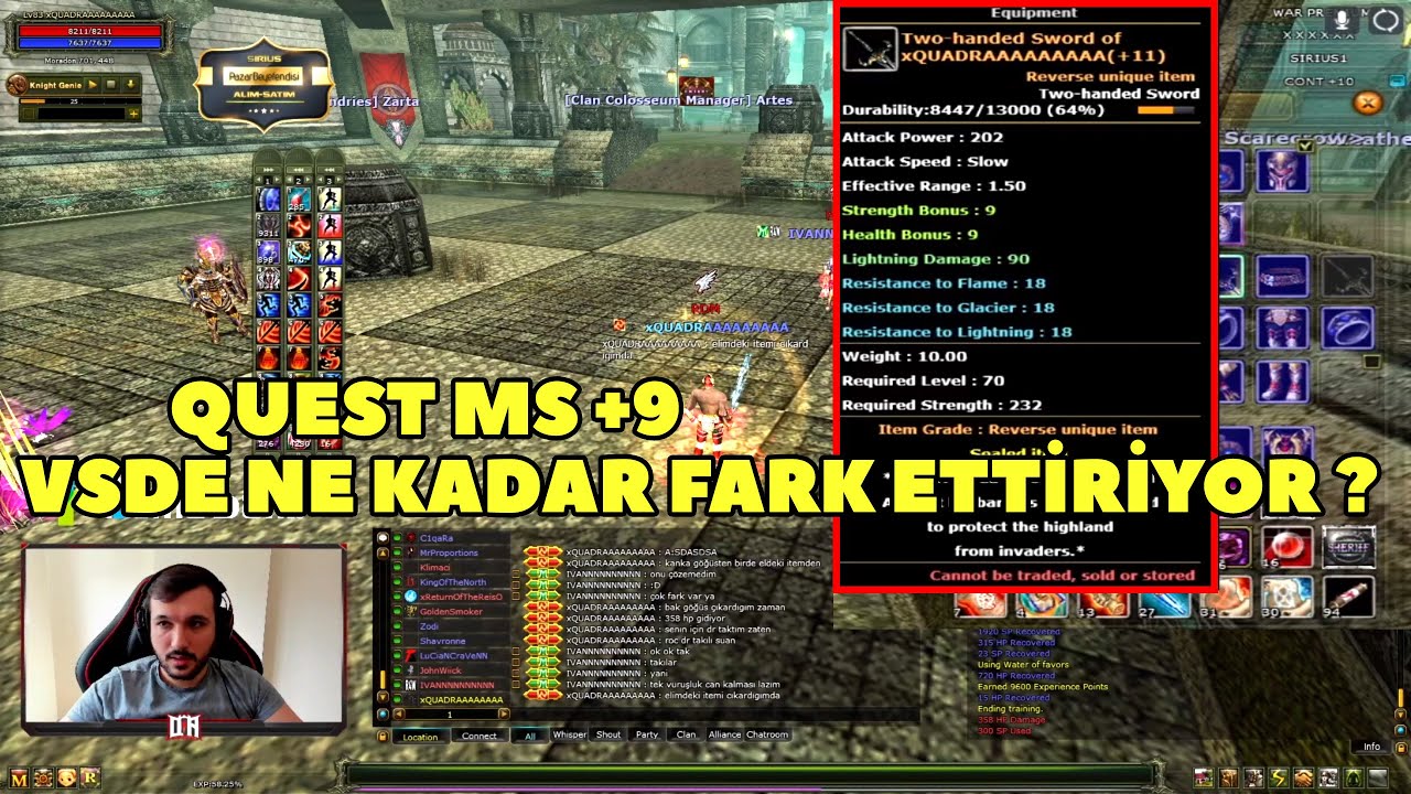 QUADRAAAAA - Eşit İtemli Warriorla VS Atıyor | +9 Quest MS VSDE Nasıl Etki Ediyor?  ! Knight Online