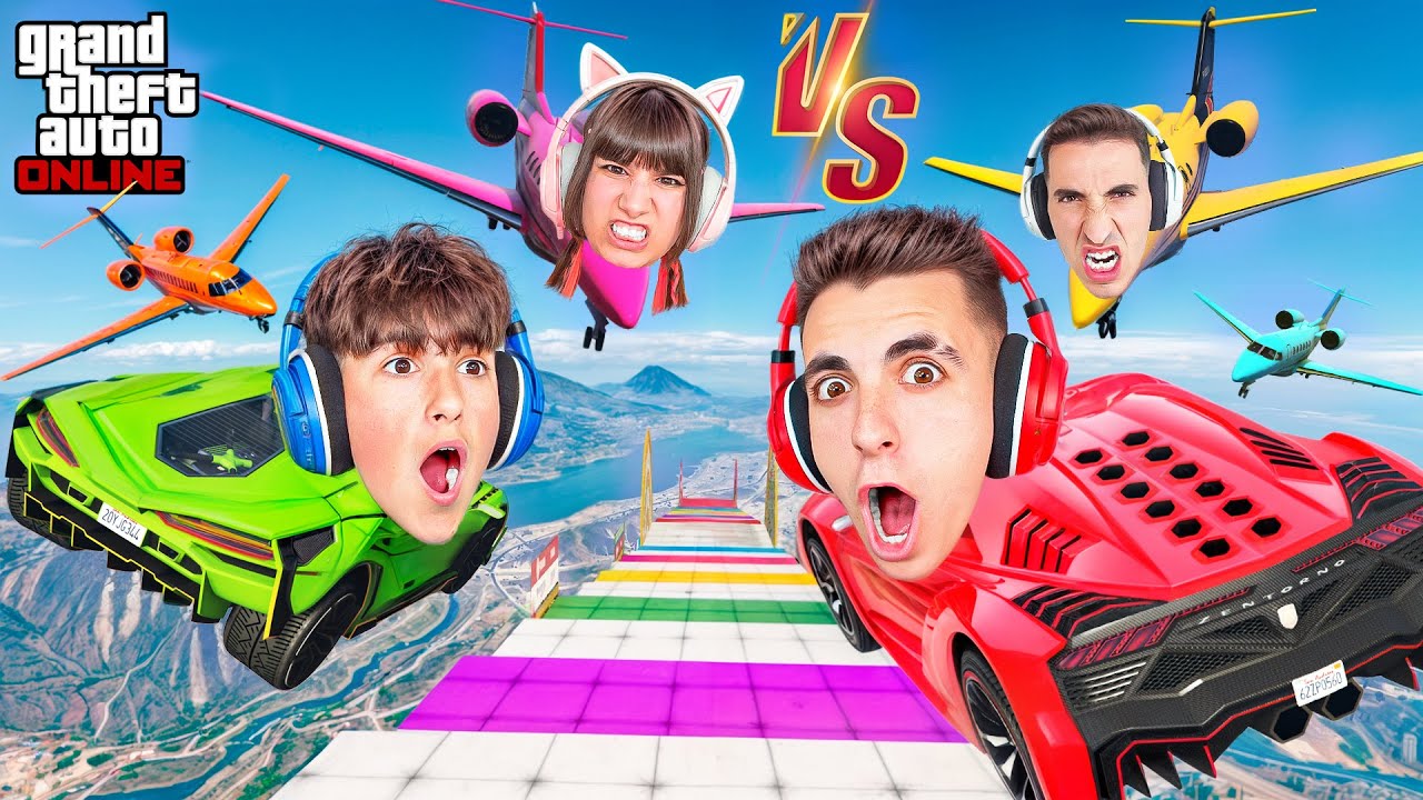 ¡MEGARAMPA de AVIONES vs COCHES ALEATORIOS!🛩️🚕**muy divertido!** GTA 5 Online