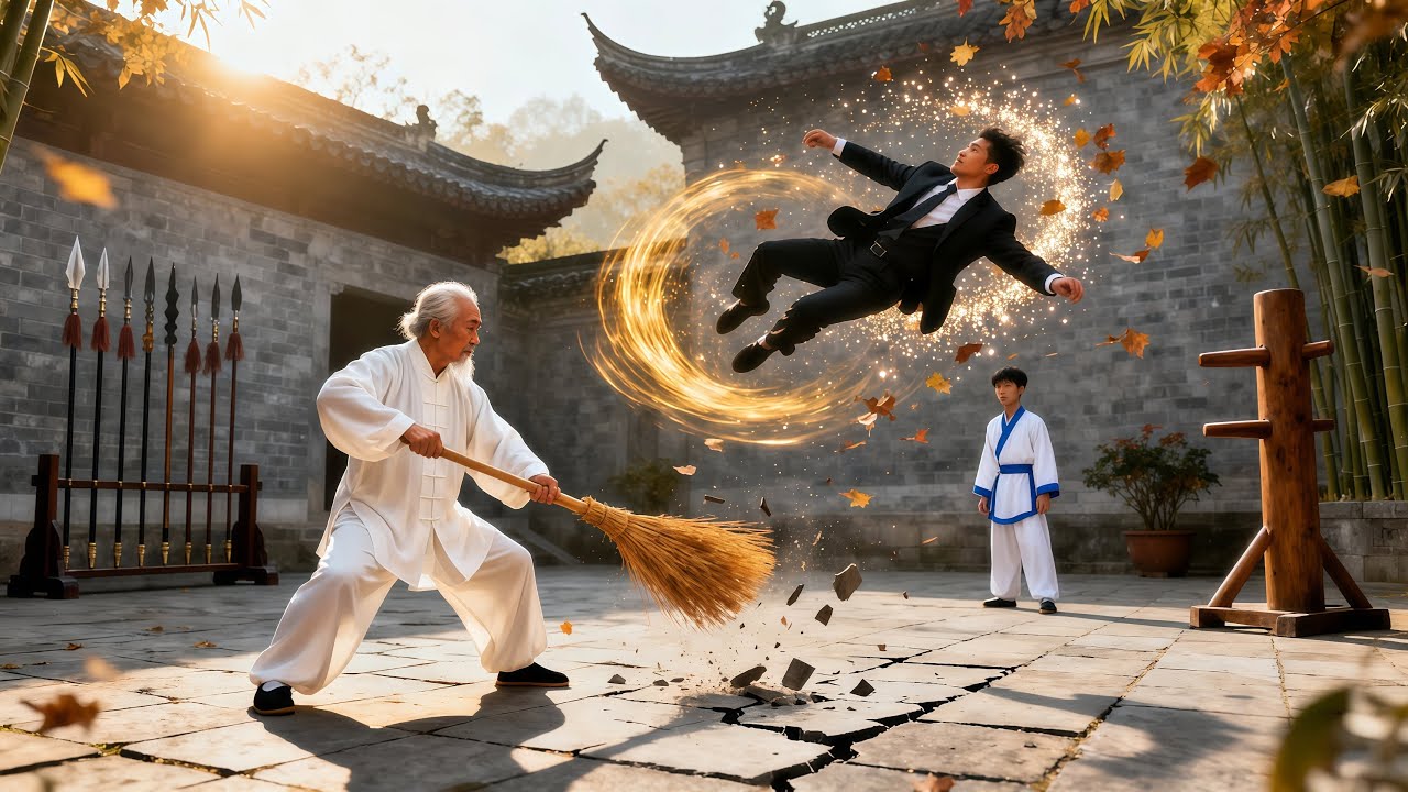 Hidden Kung-Fu Grandpa Returns After 20 Years: One Punch Flattens 10 Bullies for His Granddaughter