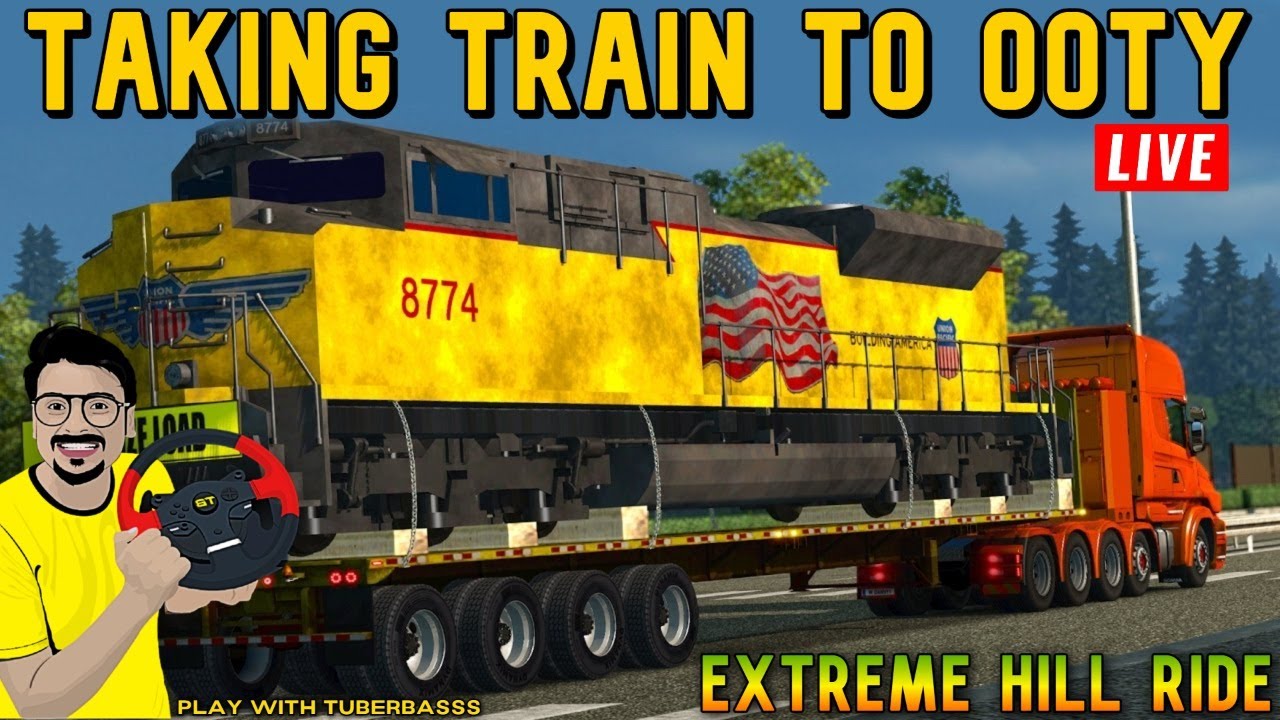 💥DRIVING EXTREME CARGO TRAIN ENGINE TO OOTY💥VOLVO STRUGGLING IN HILLS🥵ETS2 😍PLAY WITH TUBERBASSS
