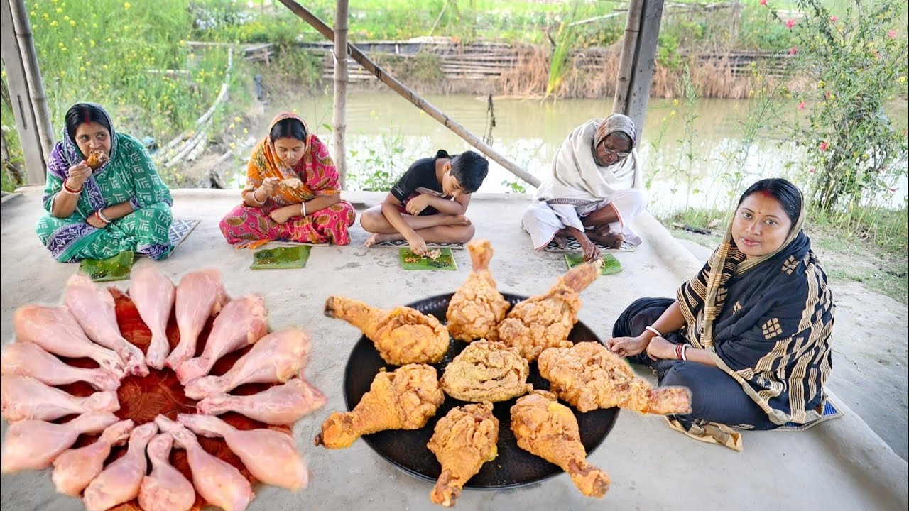 আজ KFC Chicken বানিয়ে সবাই মিলে জমিয়ে খেলাম সাথে ধনে পাতার চাটনি || chicken fry