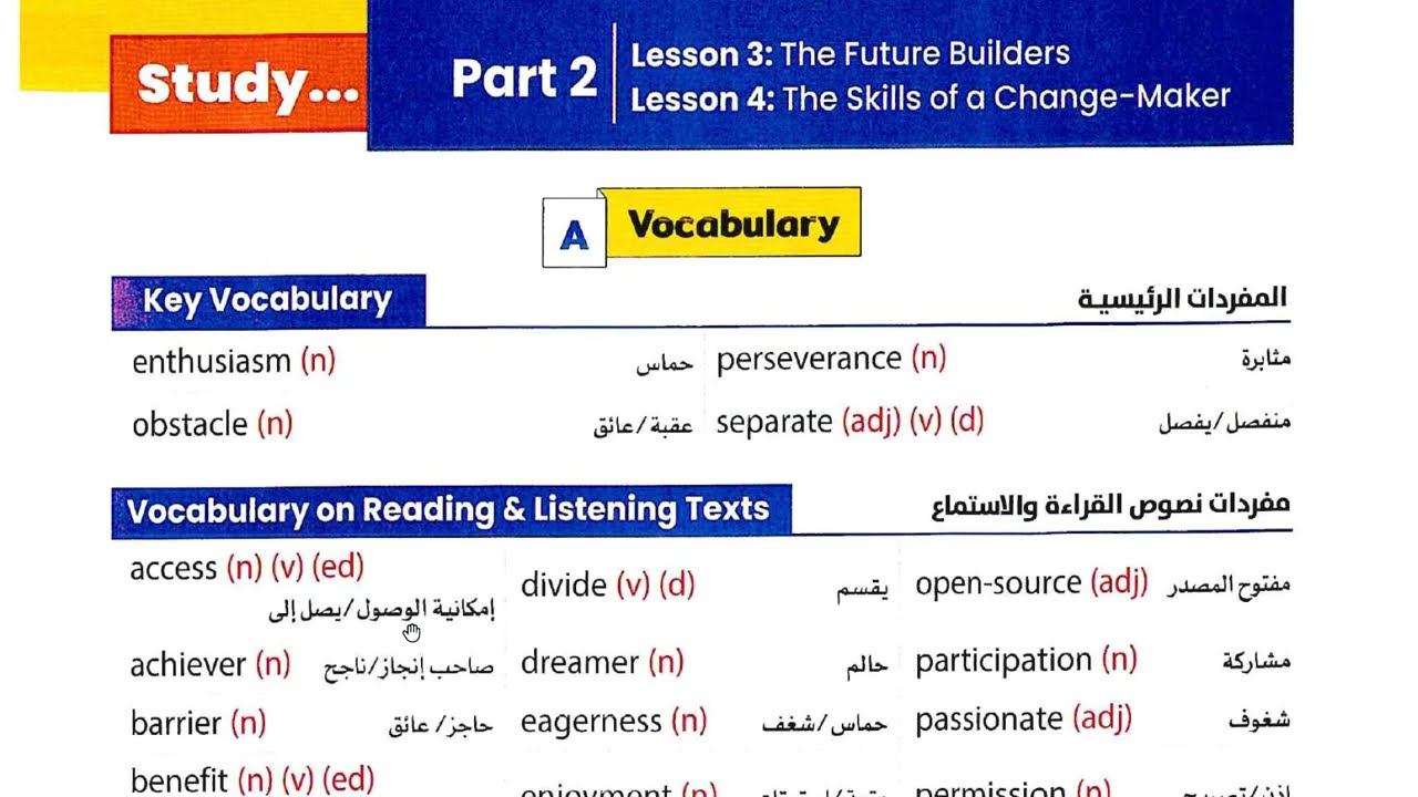 نطق كلمات الدرس 3 & 4 الوحدة 8 كتاب جيم 2 ثانوي