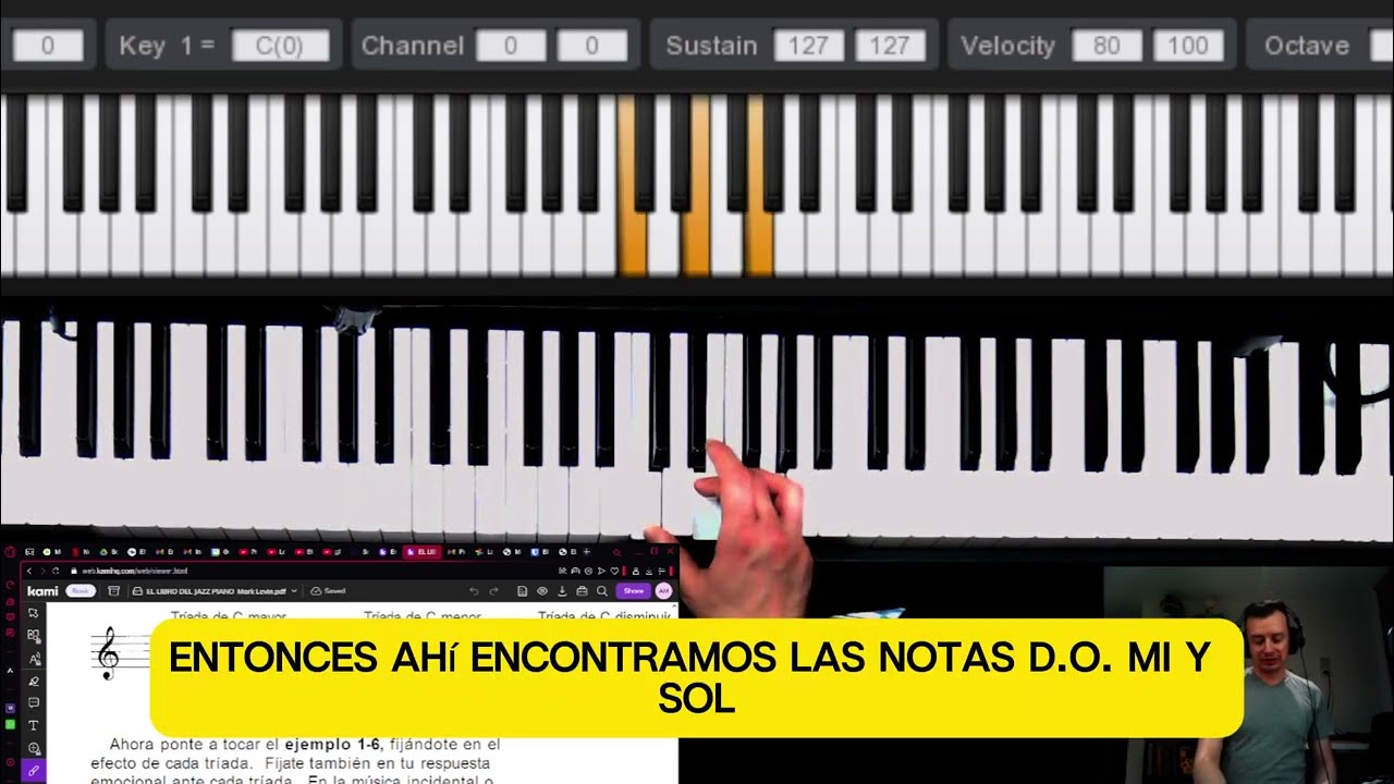 Tipos de acordes por terceras (triadas) mayor menor disminuido aumentado que existen en musica piano