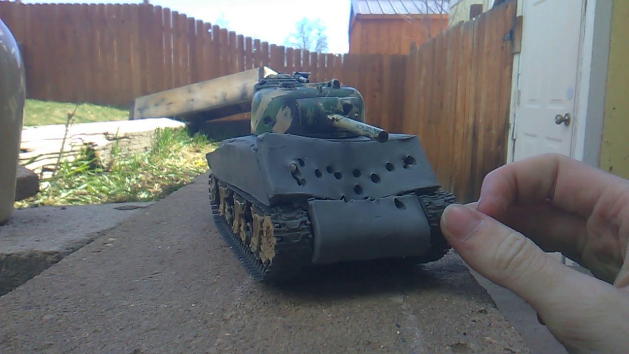 Shooting a Clay M4A3 Sherman tank