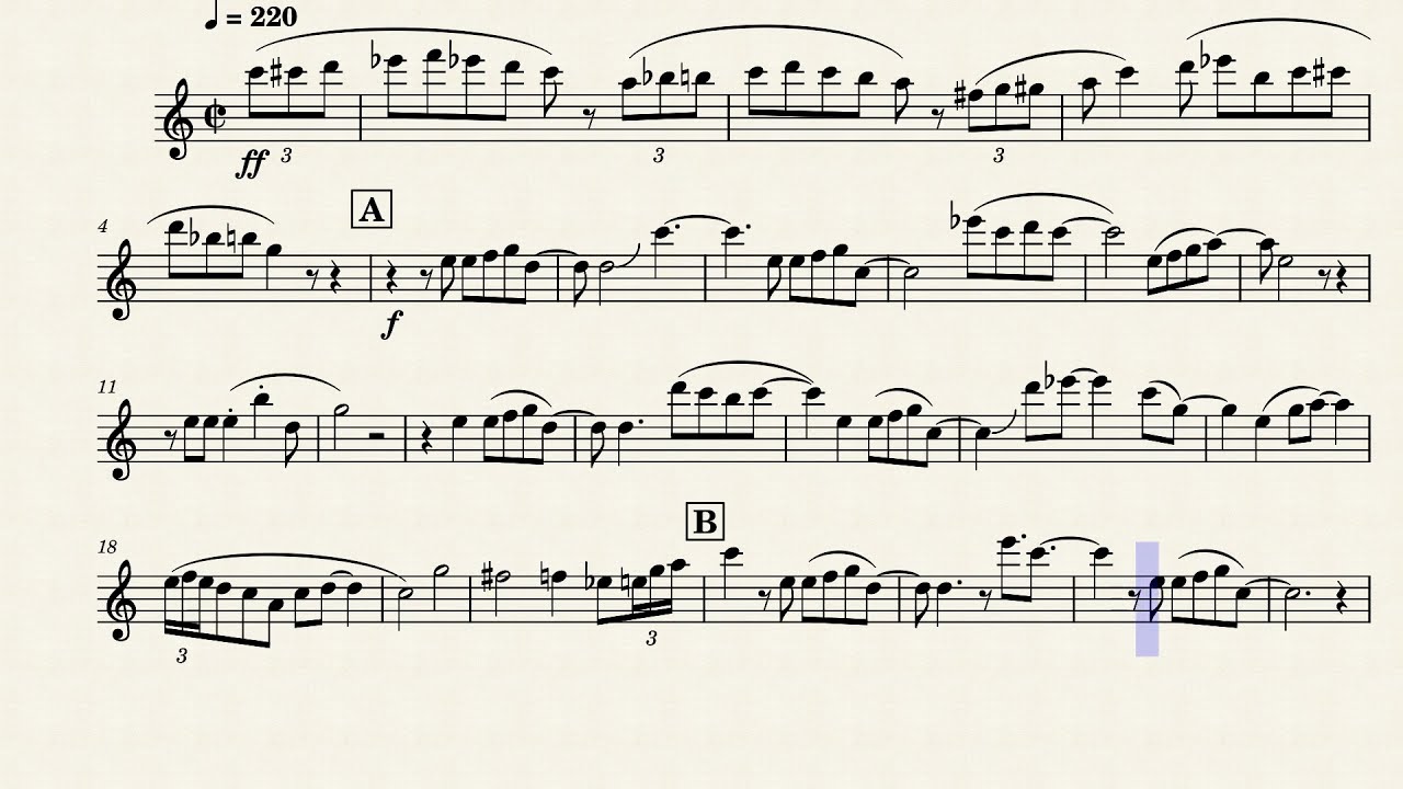 Monsters Inc. Theme For Unaccompanied Alto Sax