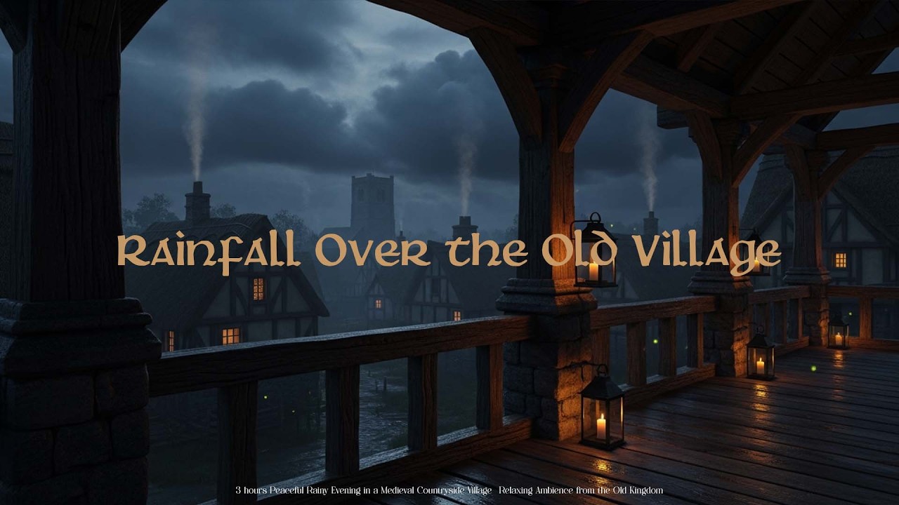 Medieval Night Rain Beyond the Window | Calm Ambient Sounds