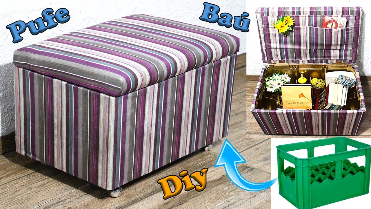 Veja como fazer um lindo pufe baú gastando muito pouco. Diy – faça você mesmo.