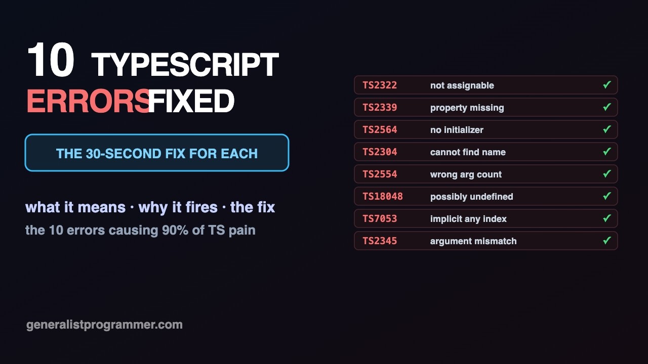 10 TypeScript Errors Explained (30-Second Fixes)