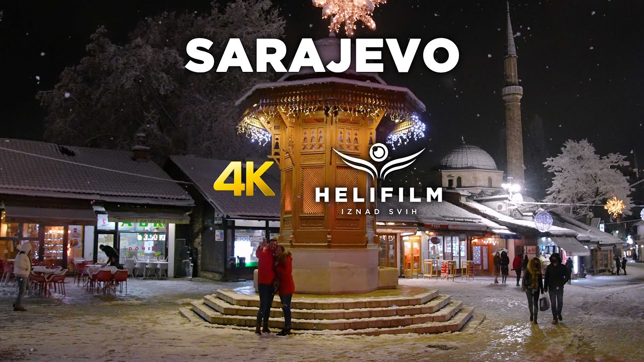 4K Sarajevo pod snijegom - Sebilj - Ljepote BiH - Helifilm