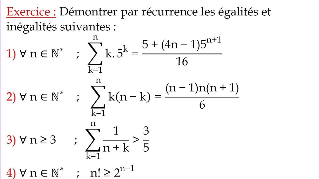 Raisonnement par Récurrence – Exercice Corrigé Niveau Terminale | Méthode Complète Pas à Pas