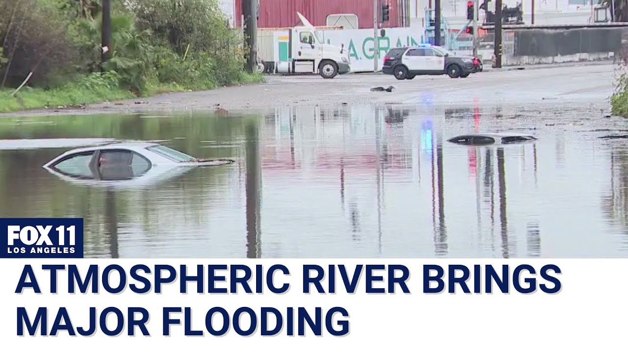 Cars submerged in high floodwaters after California storms