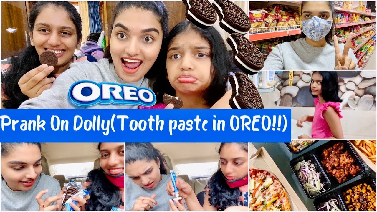 Toothpaste Prank on Dolly😂||Colgate Paste in Biscuits 🍪||Grocery Shoping & Lots of junk food🍕🍔||