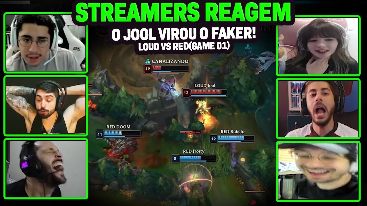 STREAMERS REAGEM: A  RED FEZ O JOOL PARECER O FAKER DE RYZE! | GAME 01 - LOUD vs RED