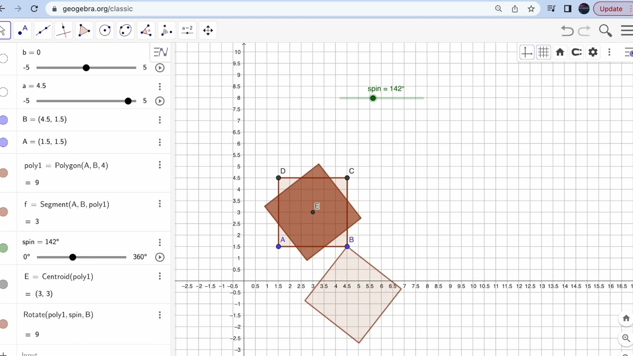 Use GeoGebra to rotate Shapes and Images. Part-2 Tutorial . rotation using geogebra.