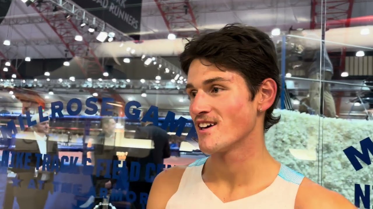 Кэм Майерс комментирует свою победу в забеге Wanamaker Mile с результатом 3:47.57 на соревнования...