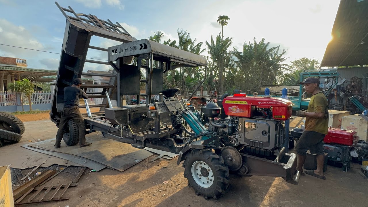 Test chiếc cầu đẩy ben thắng hơi máy 40hp cơ khí Anh Trung