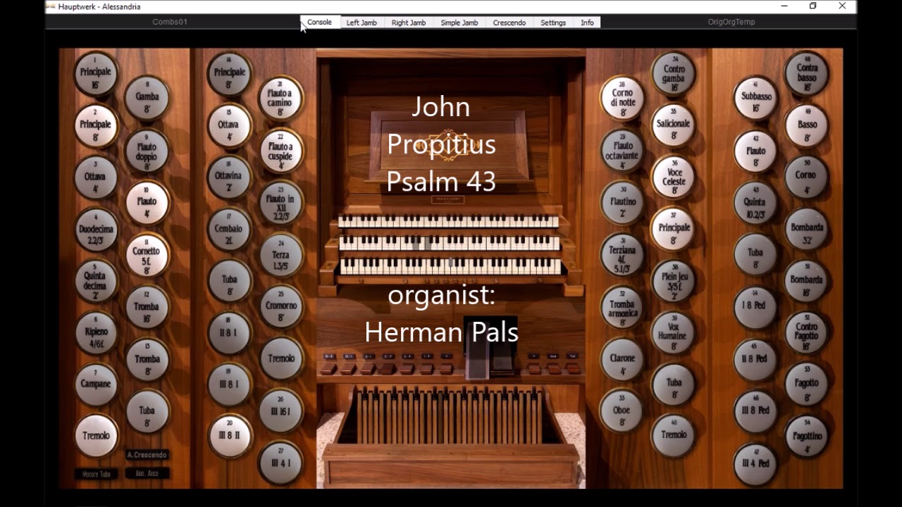 Psalm 43, John Propitius, Koraalboek Con Passione (Hauptwerk Alessandria)