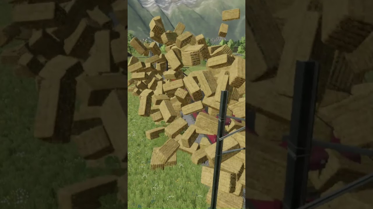 TRAIN vs 1000 HAY BALES #farmingsimulator22