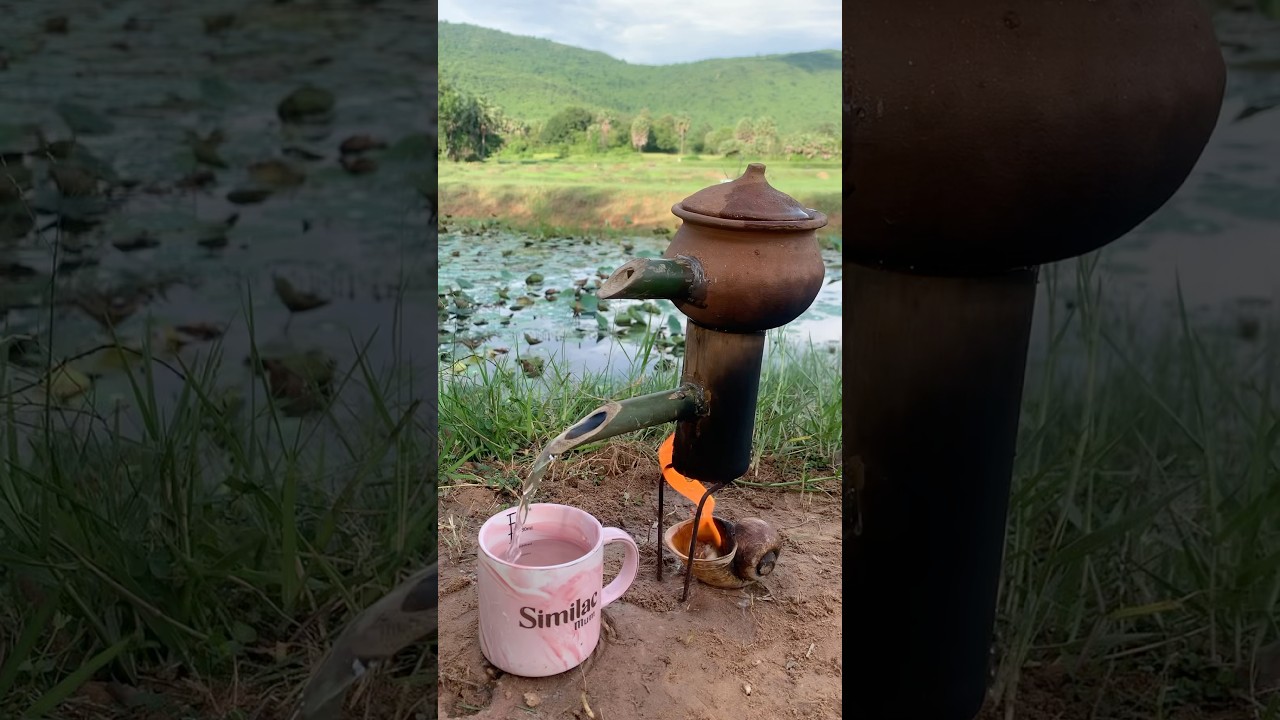 Survival Skills: steam bad water in bamboo#camping #outdoors #bushcraft #survival