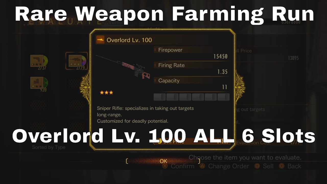 Resident Evil Revelations 2 Raid Mode Rare Overlord Lv. 100 6 Slots Rainbow Album Weapon