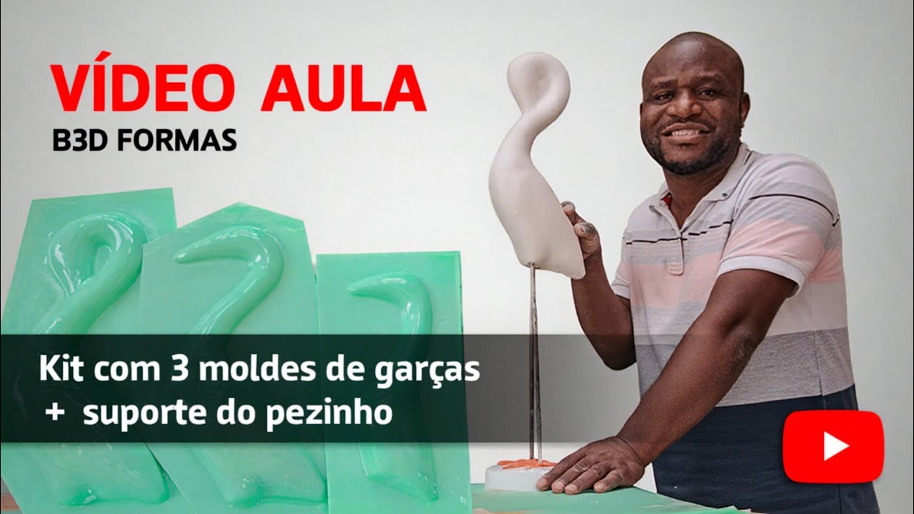 APRENDA! Garça Decorativa em Gesso/Cimento: Moldes de ABS B3D Formas + Suporte do Pezinho | Barão 3D