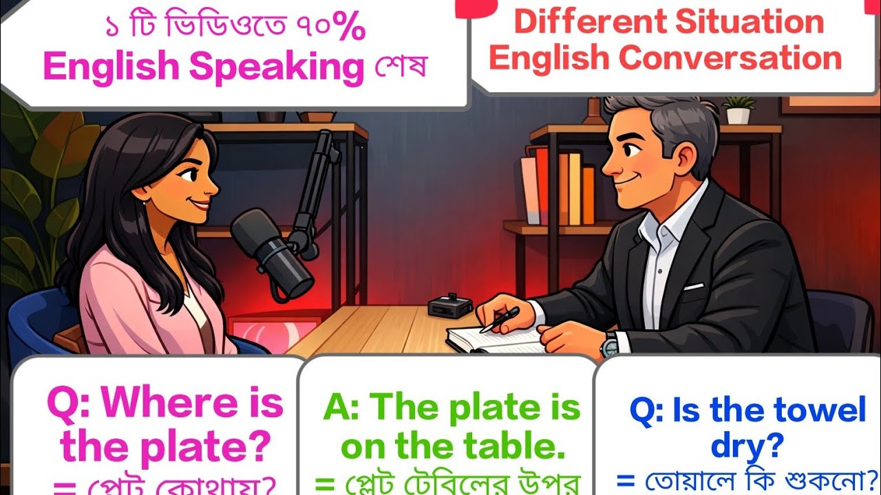 ৮০দৈনন্দিন ইংরেজি কথাবার্তাspeaking for beginner.English to bangla.Different situation  conversation