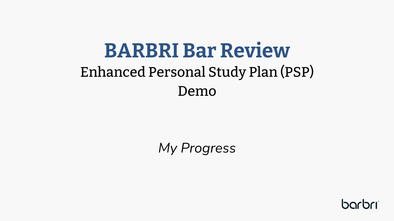 BARBRI | Personal Study Plan &mdash; My Progress