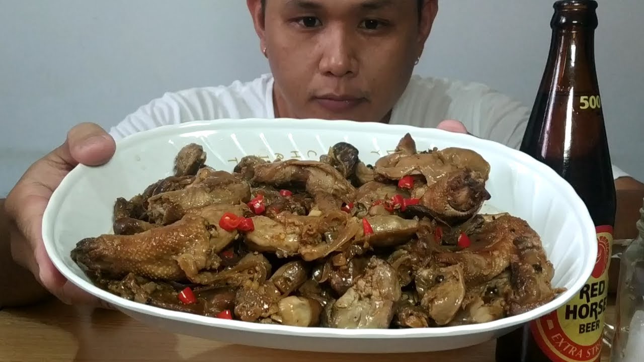Adobong balunbalunan, atay at leeg ng manok Mukbang