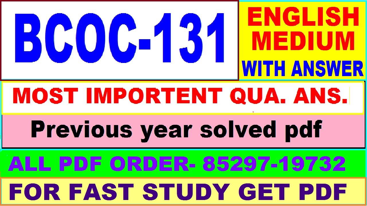 bcoc 131 important questions / bcoc 131 previous year question paper / bcoc 131 study meterials