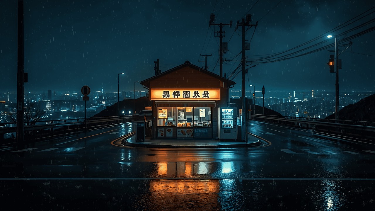 Osaka Under Silent Rain 🌧️ — via 90s Lofi Peaceful Night Ambience | 4K