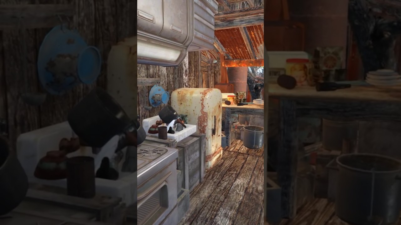 Fallout 4 - Custom Modded Kitchen/Living Room - Scavenger Overlook Settlement 
