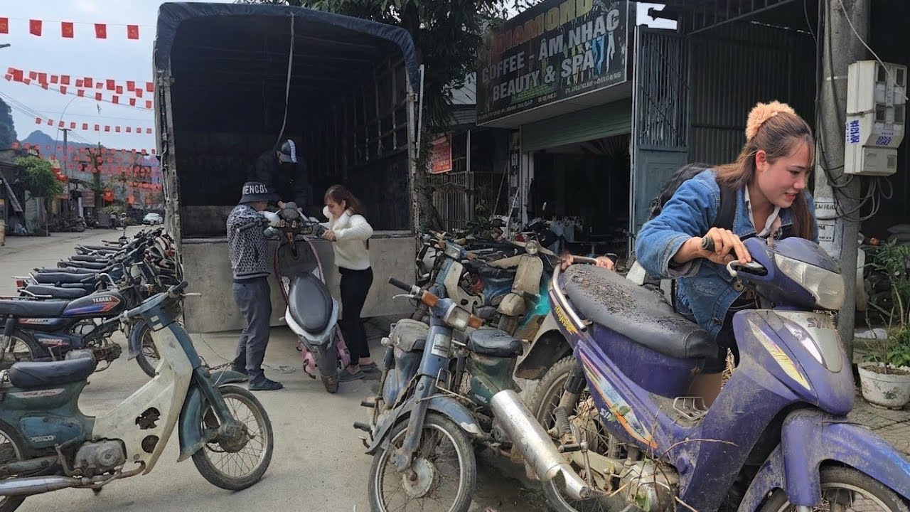 The girl could make a fortune from old, scrap motorcycles.