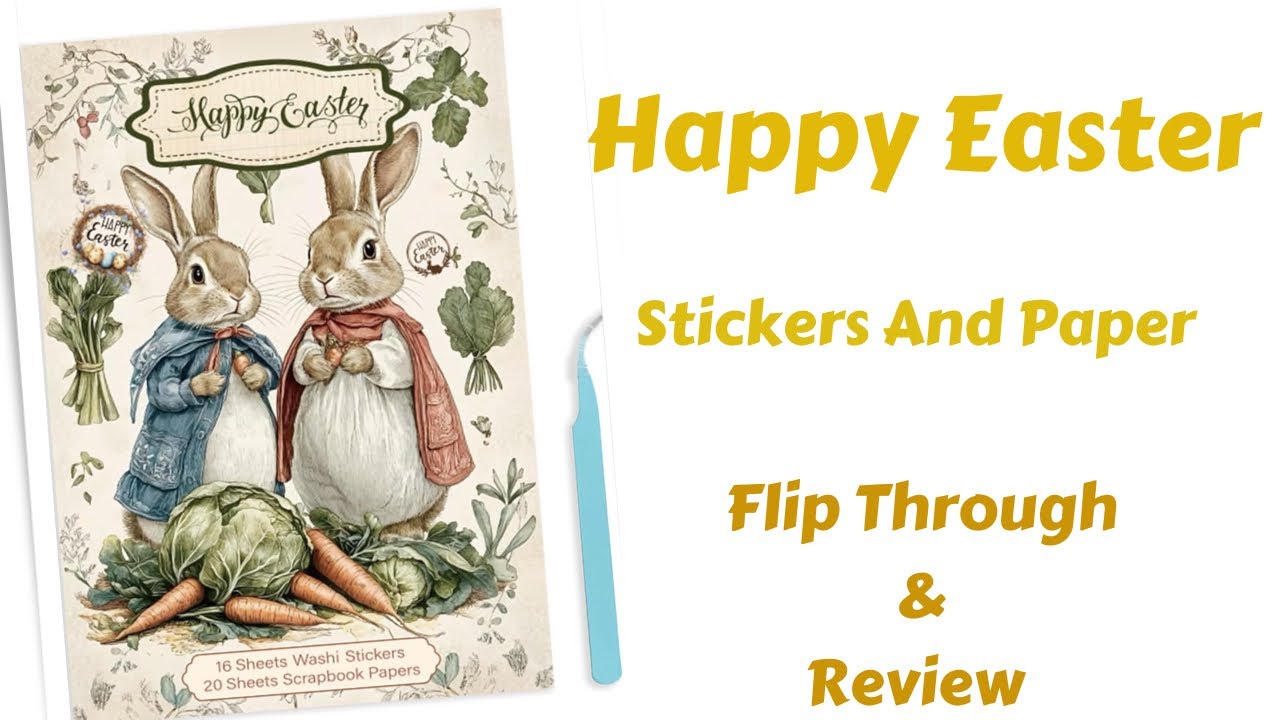 Happy Easter Sticker & Paper Book Flip Through #journal #junkjournal #collage