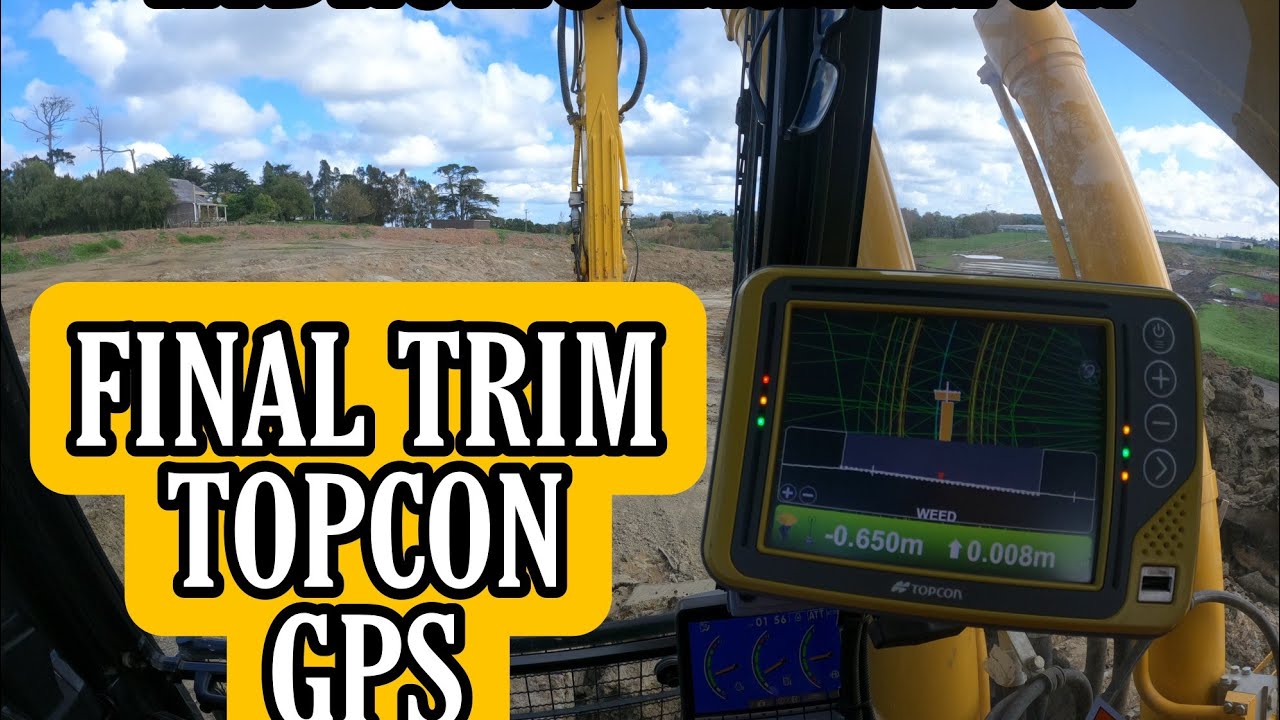 Final Trim Grading Excavator techniques, Topcon GPS Digger