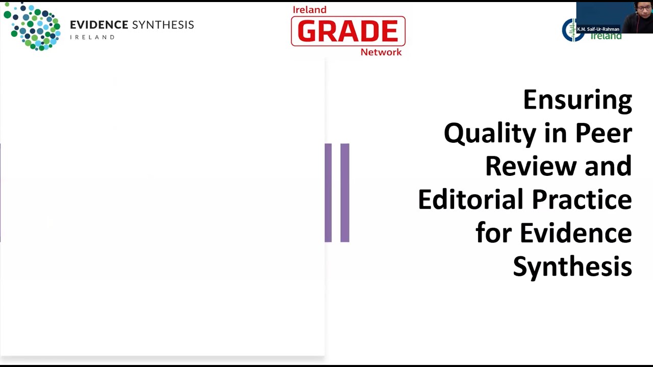 Ensuring Quality in Peer Review and Editorial Practice for Evidence Synthesis