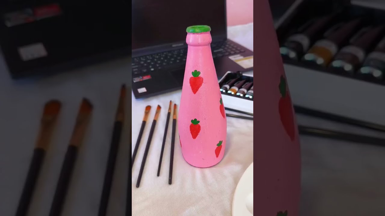 Glass Bottle Painting | Waste Bottle Reuse Idia | Bottle Decoration ideas | Glass Bottle Painting 🎨🫶