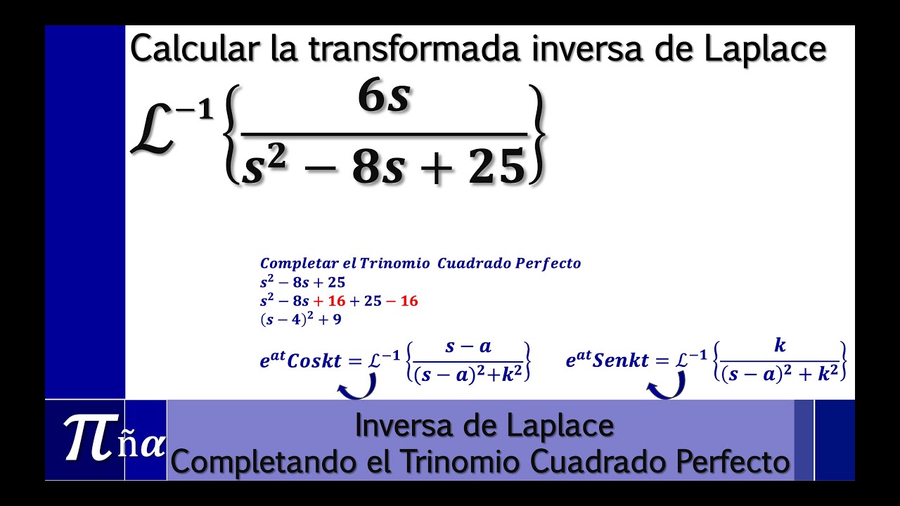 Inversa de Laplace Completando el Trinomio Cuadrado Perfecto (Teorema de la Traslación)(ejemplo 9)