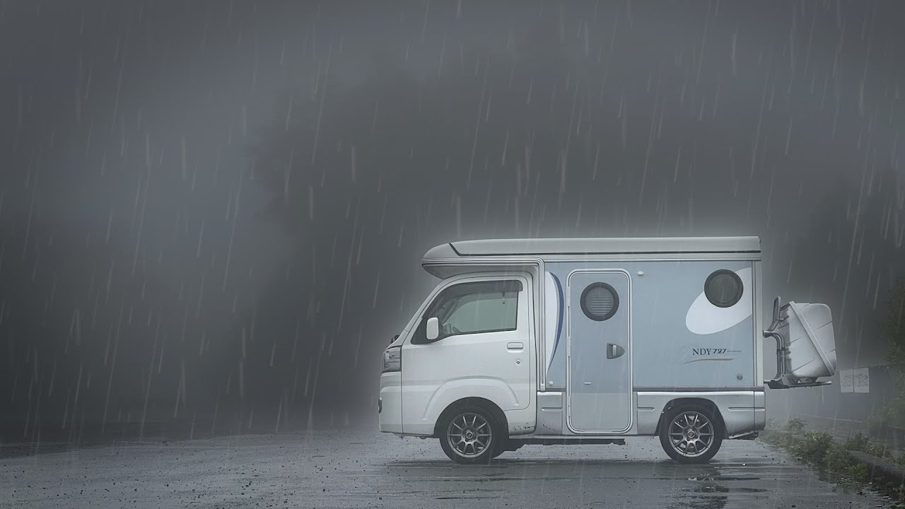 1300 м над уровнем моря Дождливый автокемпинг | Сильный ветер и туман | kei truck camper[SUB]