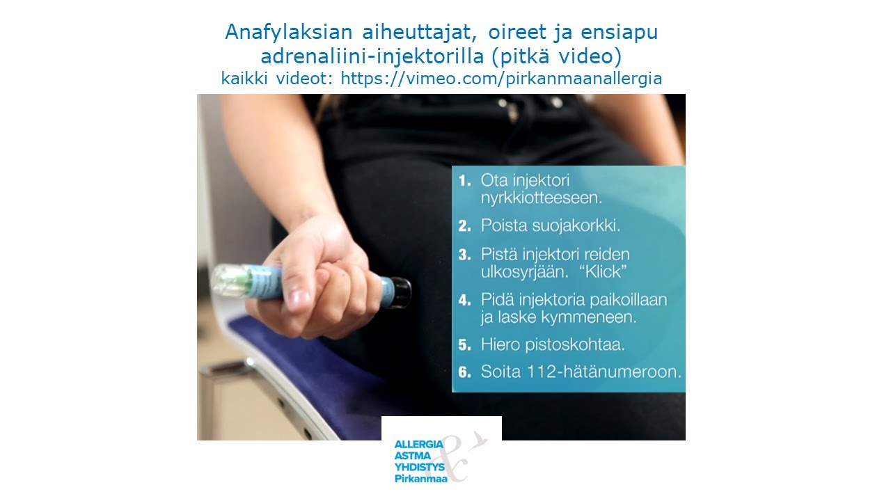 Anafylaksian aiheuttajat, oireet ja ensiapu