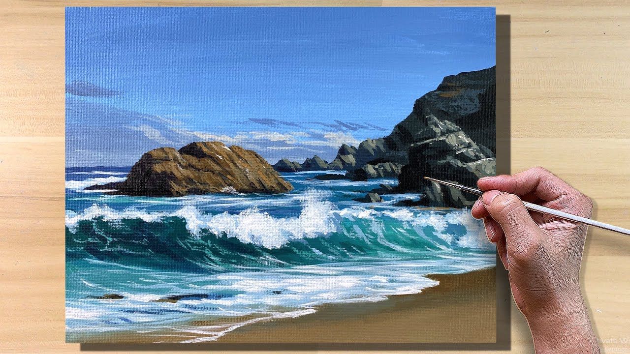 How to Paint Shoreline Waves / Acrylic Painting / Correa Art