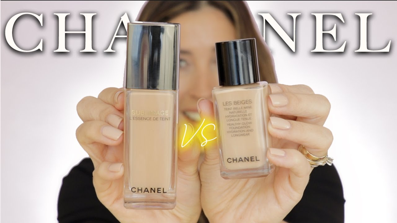 CHANEL SUBLIMAGE L'ESSENCE DE TEINT vs LES BEIGES Healthy Glow Foundation COMPARISON Dry Mature Skin