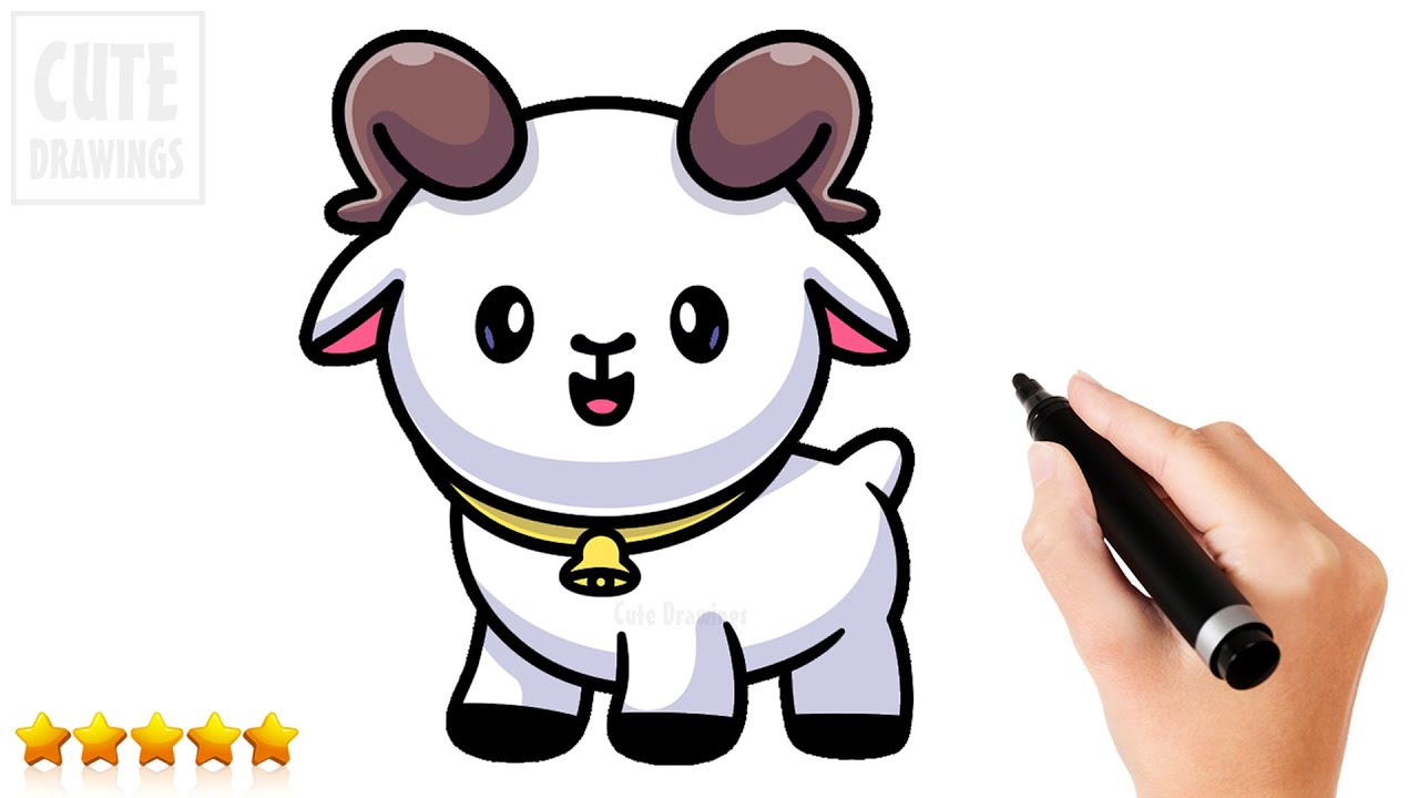 How To Draw A Goat (Easy And Cute) 🐐